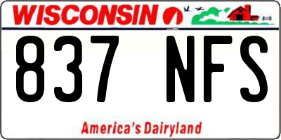 WI license plate 837NFS
