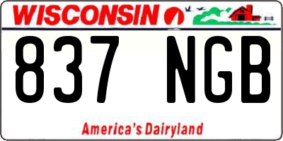 WI license plate 837NGB