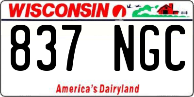 WI license plate 837NGC