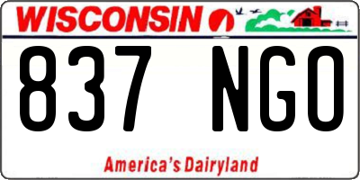 WI license plate 837NGO