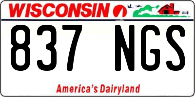 WI license plate 837NGS