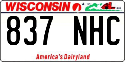 WI license plate 837NHC