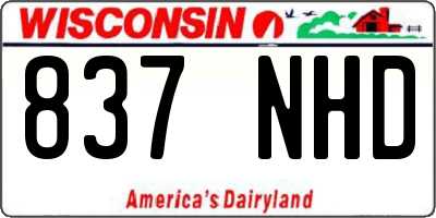 WI license plate 837NHD