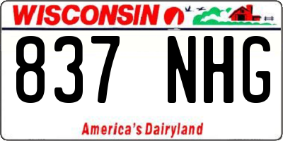 WI license plate 837NHG