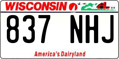 WI license plate 837NHJ