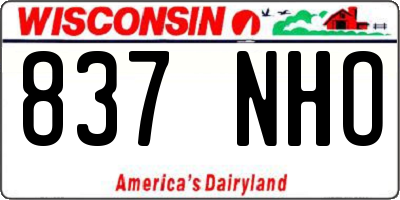 WI license plate 837NHO