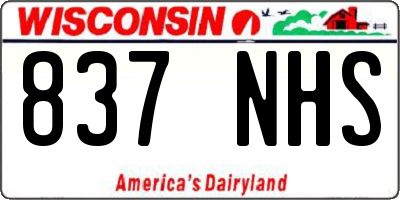 WI license plate 837NHS