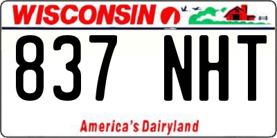 WI license plate 837NHT