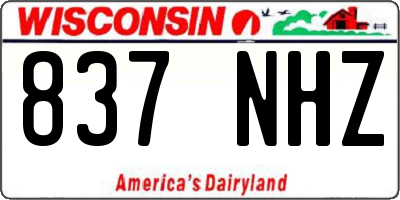 WI license plate 837NHZ
