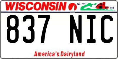 WI license plate 837NIC