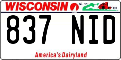 WI license plate 837NID