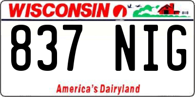 WI license plate 837NIG