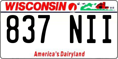 WI license plate 837NII