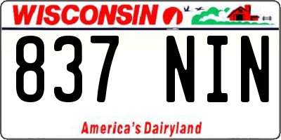 WI license plate 837NIN