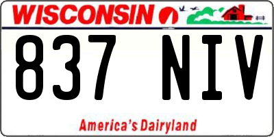 WI license plate 837NIV