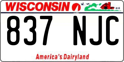 WI license plate 837NJC