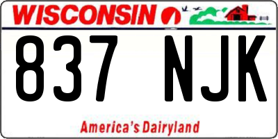 WI license plate 837NJK