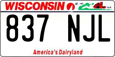 WI license plate 837NJL