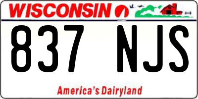 WI license plate 837NJS