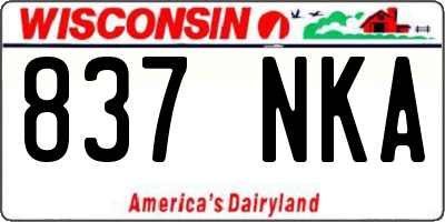 WI license plate 837NKA