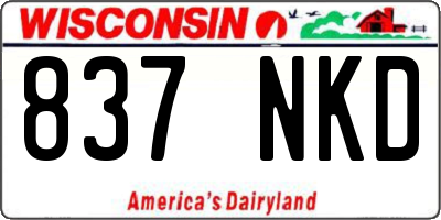 WI license plate 837NKD