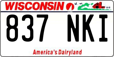 WI license plate 837NKI