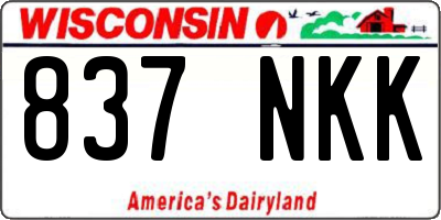 WI license plate 837NKK