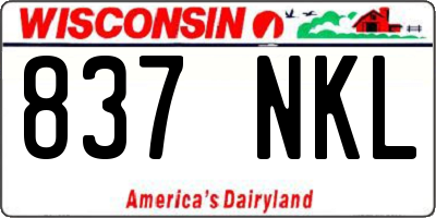 WI license plate 837NKL