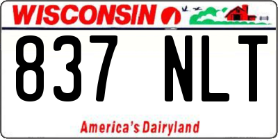 WI license plate 837NLT