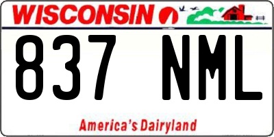 WI license plate 837NML