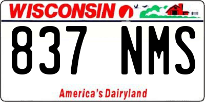 WI license plate 837NMS