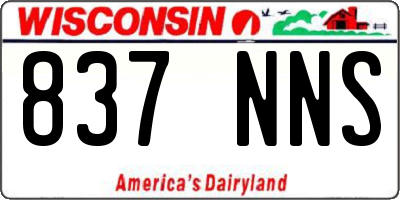 WI license plate 837NNS
