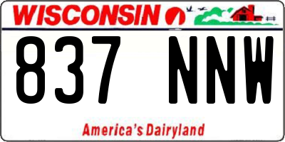 WI license plate 837NNW