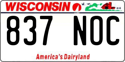 WI license plate 837NOC