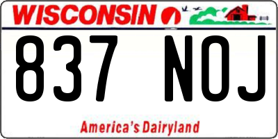WI license plate 837NOJ