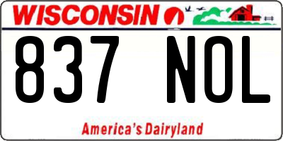 WI license plate 837NOL