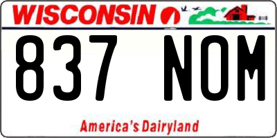 WI license plate 837NOM