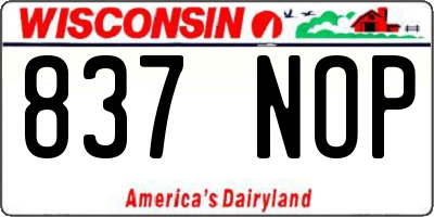 WI license plate 837NOP