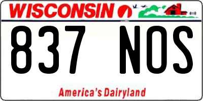 WI license plate 837NOS
