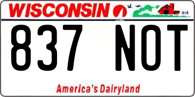WI license plate 837NOT