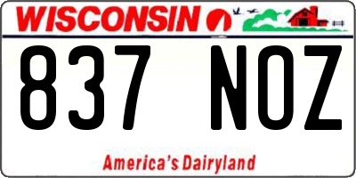WI license plate 837NOZ