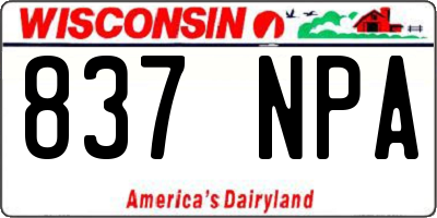 WI license plate 837NPA