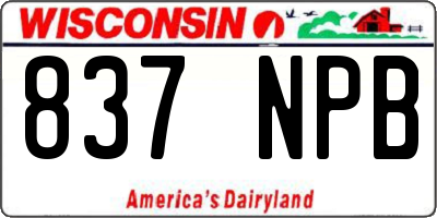 WI license plate 837NPB