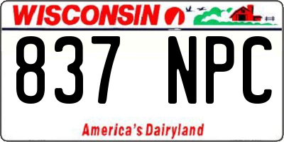 WI license plate 837NPC