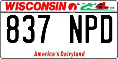 WI license plate 837NPD