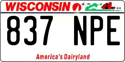 WI license plate 837NPE