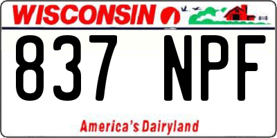 WI license plate 837NPF