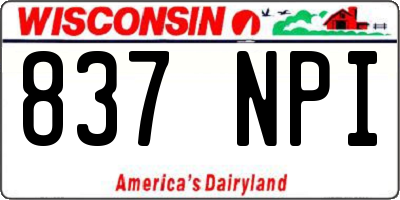 WI license plate 837NPI