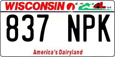 WI license plate 837NPK