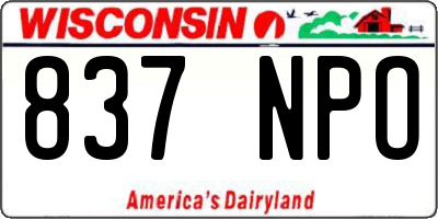 WI license plate 837NPO